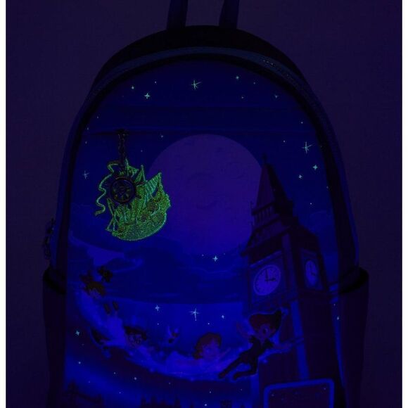 Loungefly Disney Peter Pan Nighttime Flight Glow-in-the-Dark Mini Backpack - Picture 2 of 6